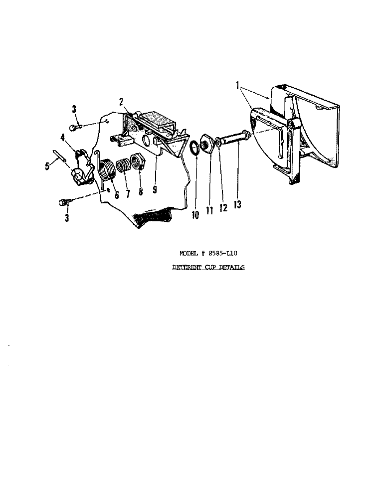 RACK Diagram and Parts List for 8565L10  Roper Dishwasher