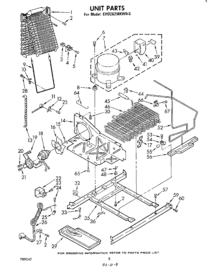 UNIT Diagram and Parts List for EHD262MKWR0  Whirlpool Refrigerator