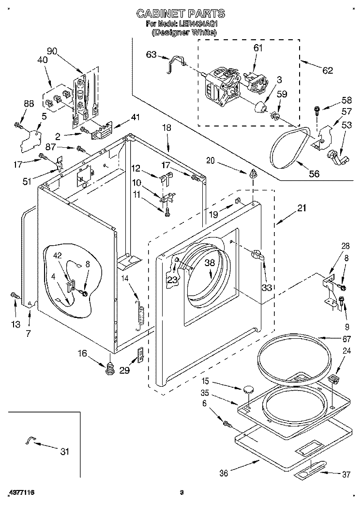 SECTION Diagram and Parts List for LER4434AQ1  Whirlpool Dryer