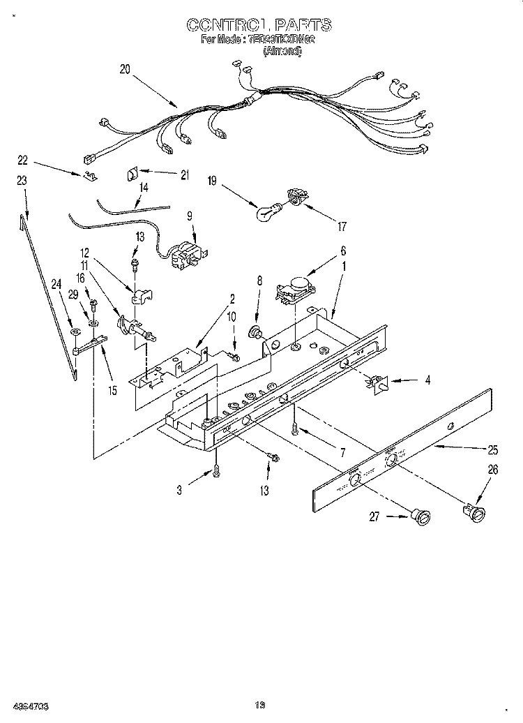 CONTROL, LIT/OPTIONAL Diagram and Parts List for 7ED20TKXDN02  Whirlpool Refrigerator