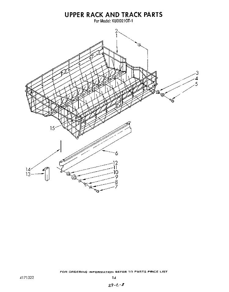 UPPER RACK AND TRACK Diagram and Parts List for KUDD210T1  KitchenAid Dishwasher