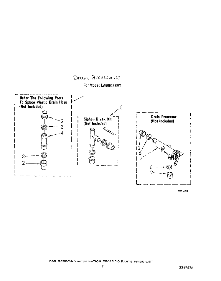 DRAIN ACCESSORIES Diagram and Parts List for LA6090XSW1  Whirlpool Washer