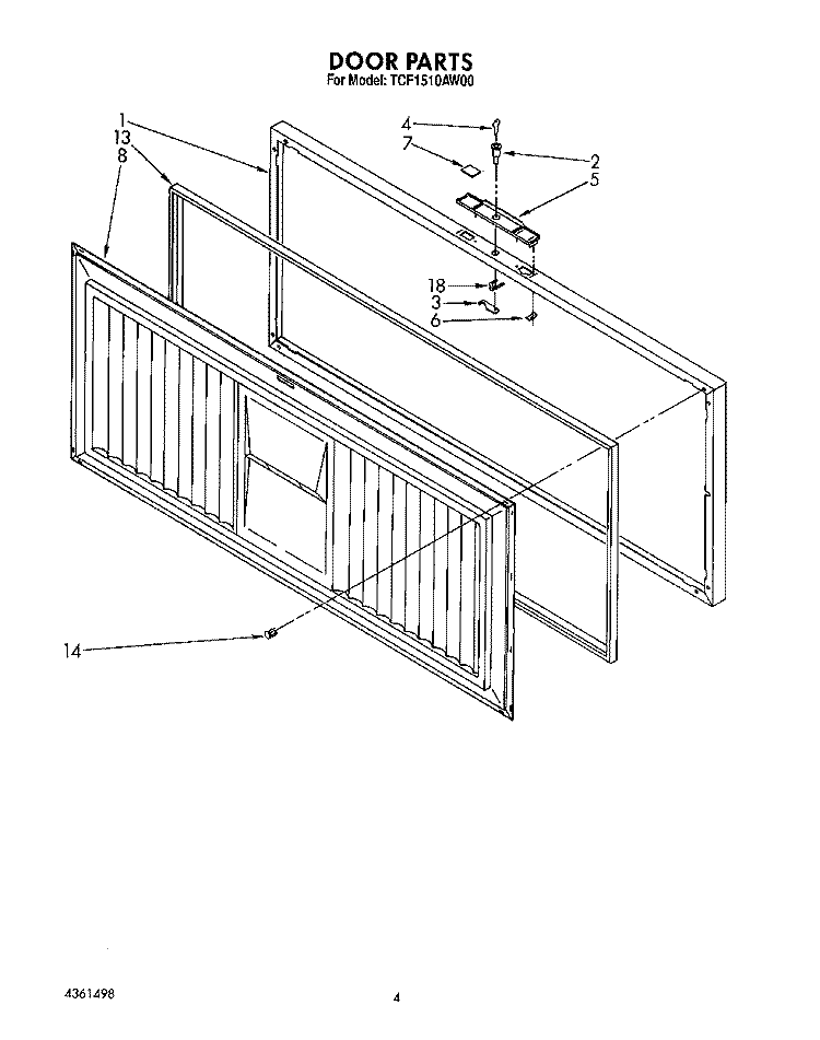 SECTION Diagram and Parts List for TCF1510AW00  Whirlpool Freezer