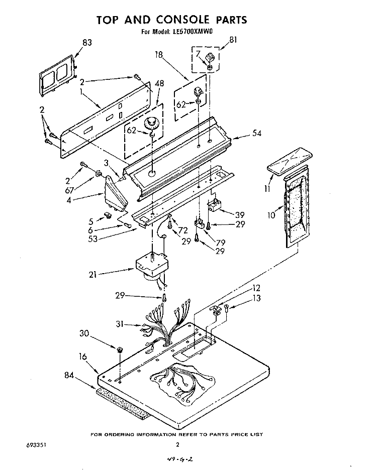 SECTION Diagram and Parts List for LE5700XMW0  Whirlpool Dryer