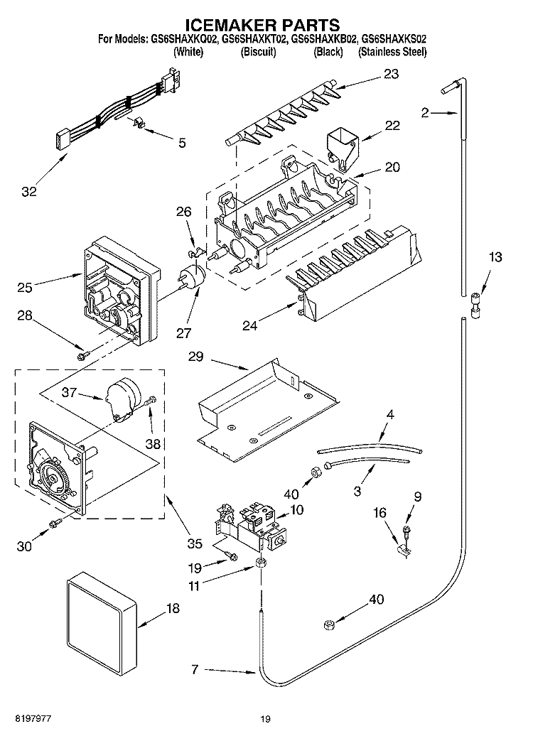 ICE MAKER, OPTIONAL Diagram and Parts List for GS6SHAXKB02  Whirlpool Refrigerator