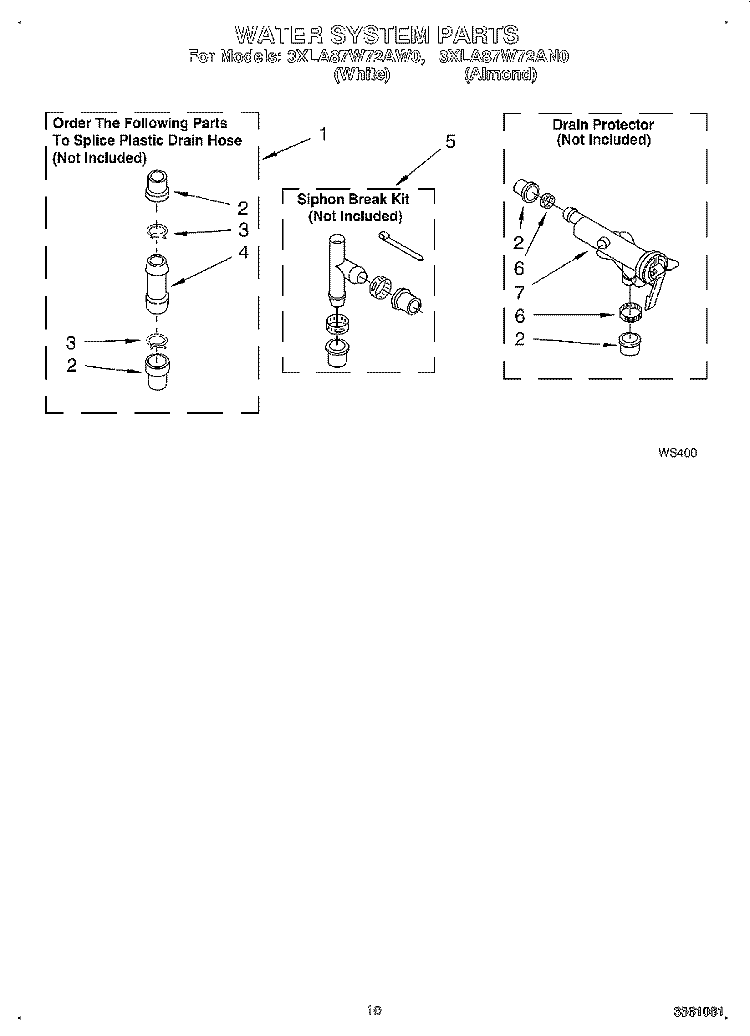 WATER SYSTEM Diagram and Parts List for 3XLA87W72AW0  Whirlpool Washer