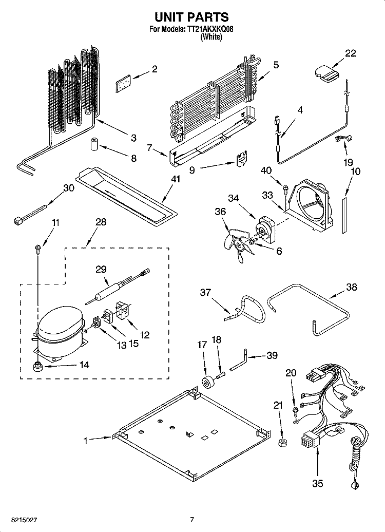 UNIT PARTS Diagram and Parts List for TT21AKXKQ08  Estate Refrigerator