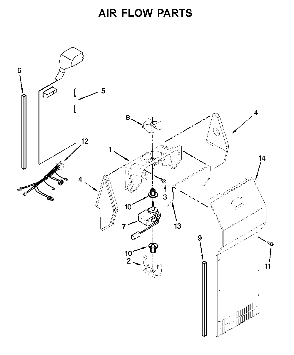 Air flow parts Diagram and Parts List for WRS325SDHW04  Whirlpool Refrigerator