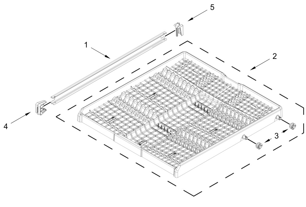 Third Level Rack And Track Parts Diagram and Parts List for WDT750SAKZ4  Whirlpool Dishwasher