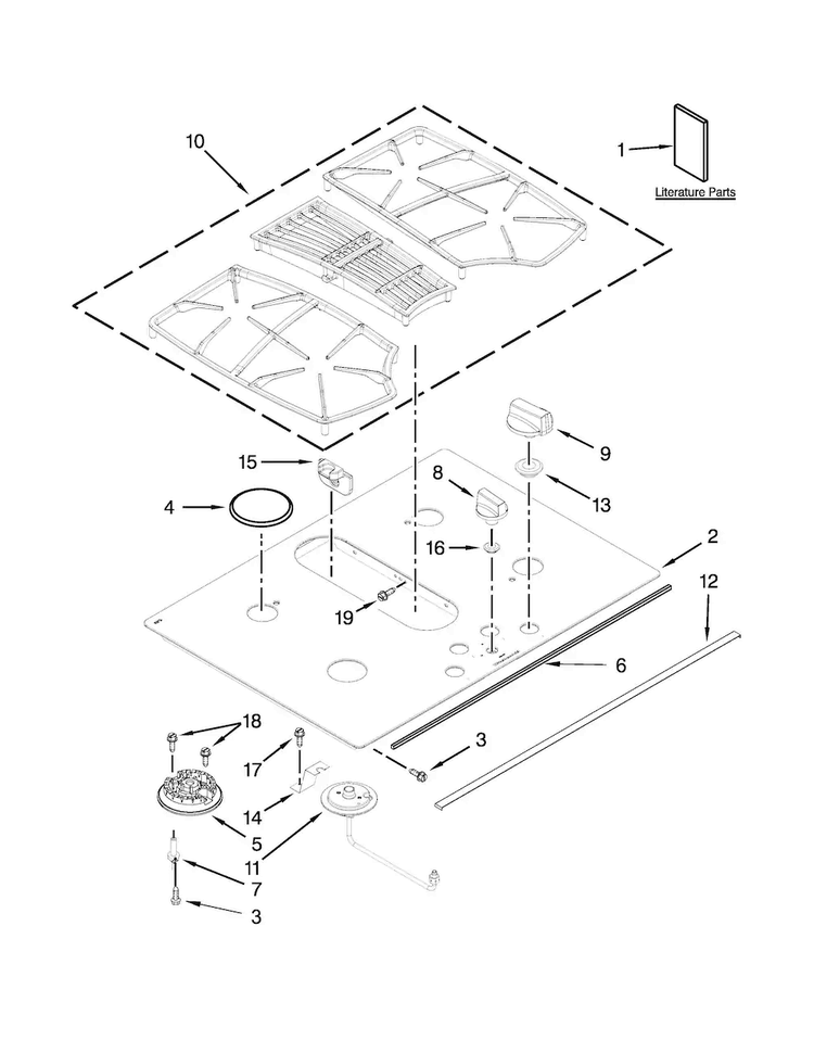 Cooktop Parts Diagram and Parts List for KGCD807XBL02  KitchenAid Cooktop