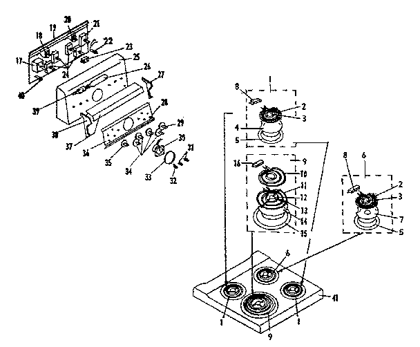 Main Top Section Diagram and Parts List for 155924630  Kenmore Range