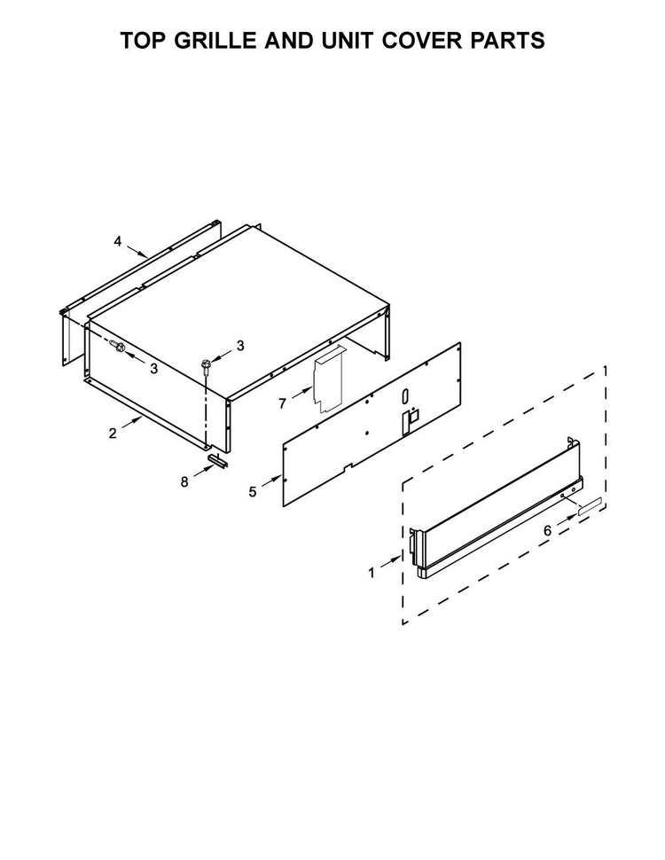 Top Grille And Unit Cover Parts Diagram and Parts List for KBSD606ESS01  KitchenAid Refrigerator
