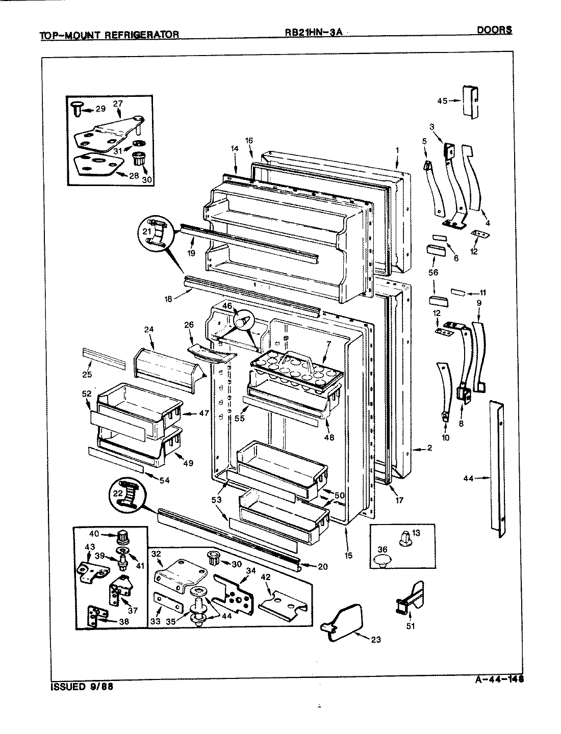 01 - DOORS Diagram and Parts List for RB21HY-3A  Whirlpool Refrigerator