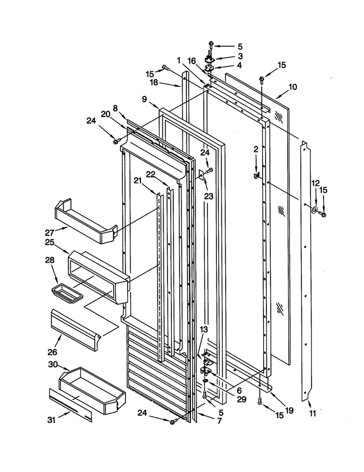 Refrigerator Door Diagram and Parts List for KSSP36QGT00  KitchenAid Refrigerator