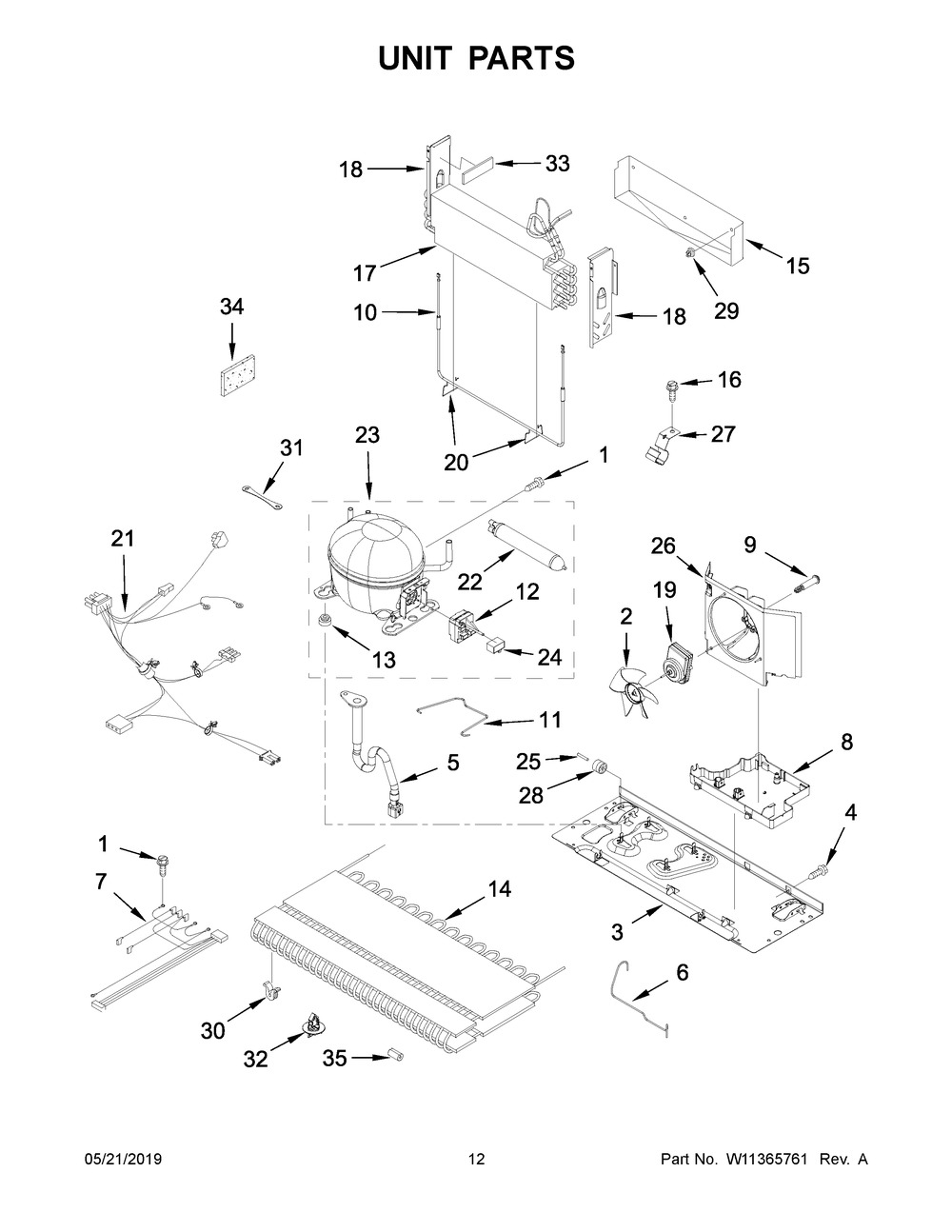 Unit Parts Diagram and Parts List for WRB119WFBM01  Whirlpool Refrigerator