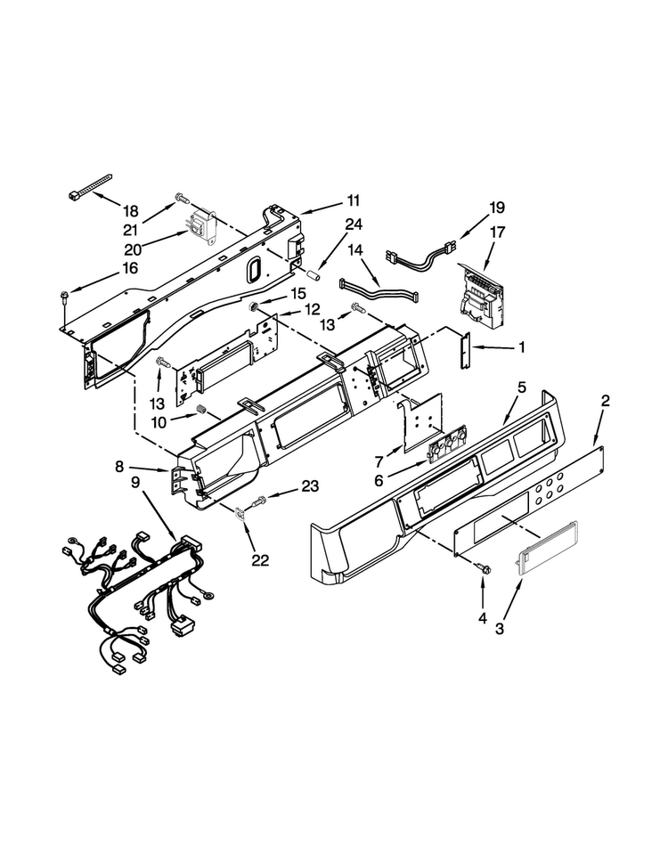 Control Panel Parts Diagram and Parts List for CHW8990BW0  Whirlpool Washer