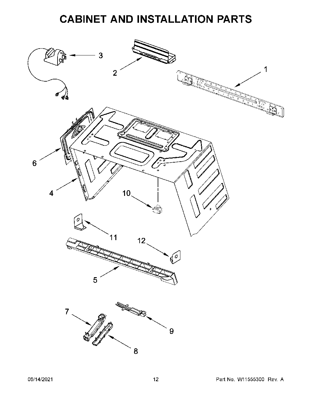 Cabinet And Installation Parts Diagram and Parts List for KMHC319EBS05  KitchenAid Microwave