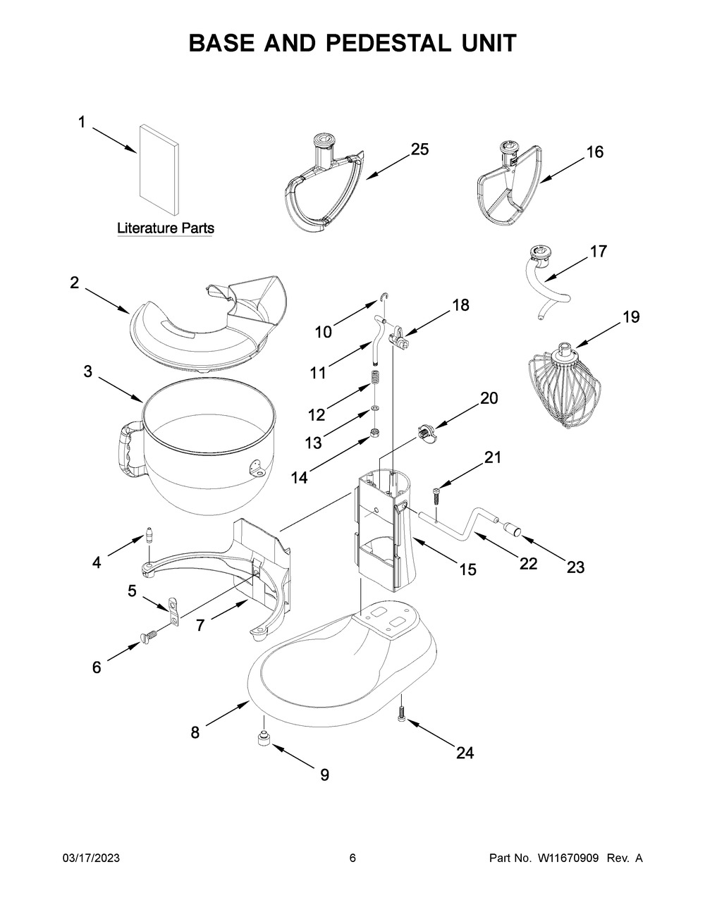 Base And Pedestal Unit Diagram and Parts List for KSM70SKXXVB0  KitchenAid Mixer