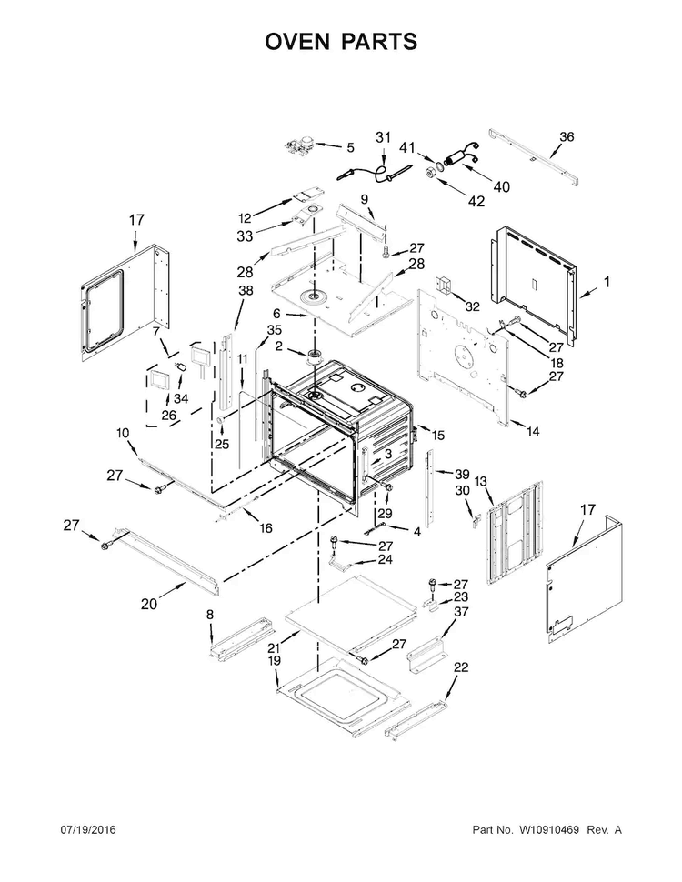 Oven Parts Diagram and Parts List for KOCE500ESS05  KitchenAid Microwave