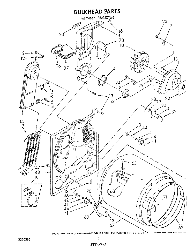 SECTION Diagram and Parts List for LE6098XTF0  Whirlpool Dryer