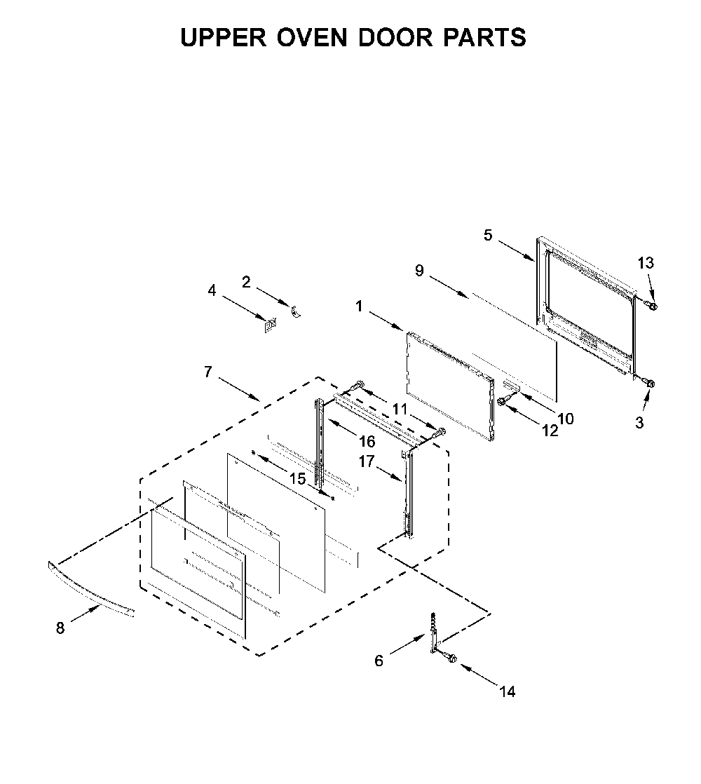 Upper oven door parts Diagram and Parts List for WOD77EC0HS02  Whirlpool Wall Oven