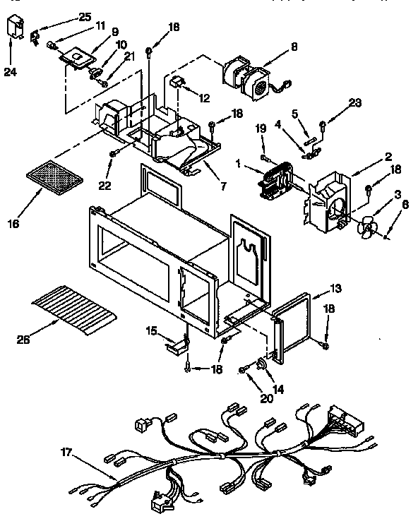 Interior Diagram and Parts List for KHWS105BBL0  KitchenAid Microwave