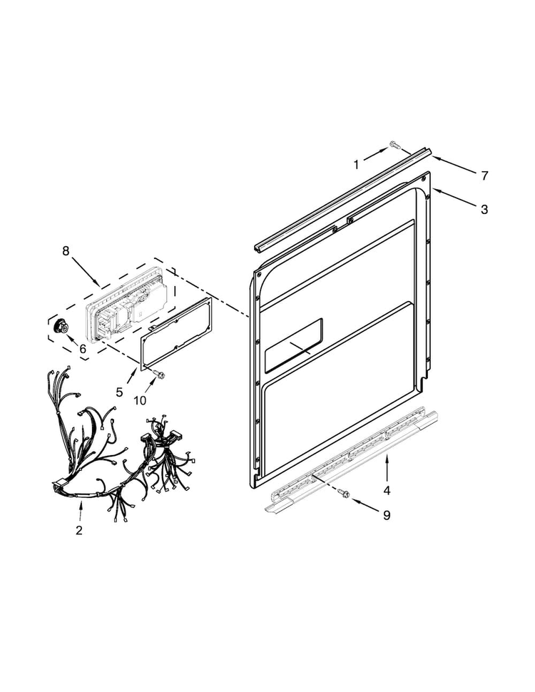 Inner Door Parts Diagram and Parts List for WDF780SLYB3  Whirlpool Dishwasher