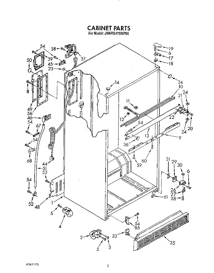 CABINET Diagram and Parts List for JWARG475WP00  Whirlpool Refrigerator