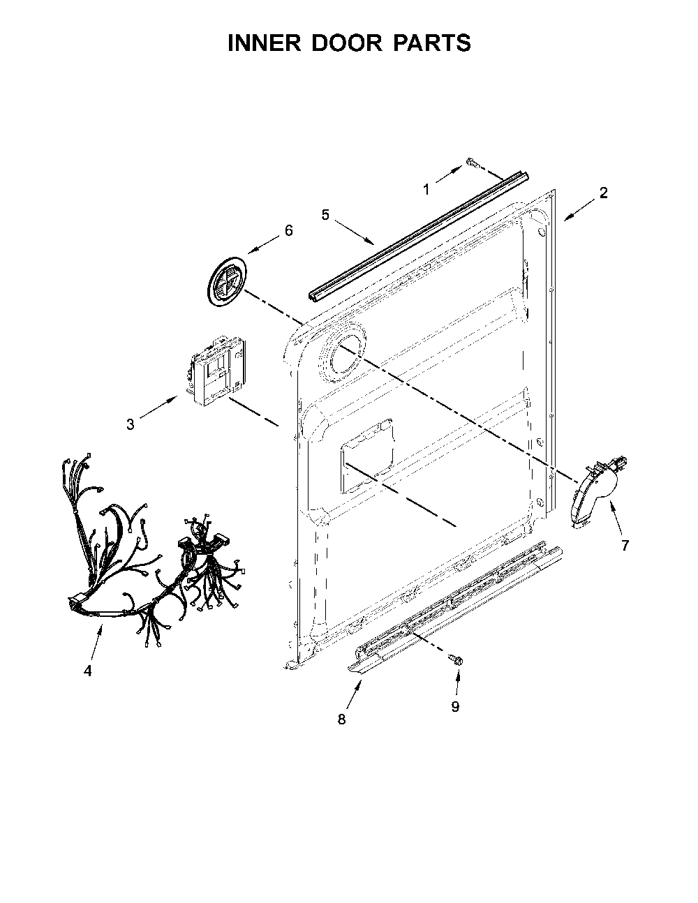 Inner door parts Diagram and Parts List for 66514549N711  Kenmore Dishwasher