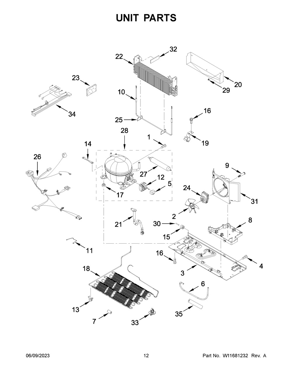 Unit Parts Diagram and Parts List for WRF555SDHW07  Whirlpool Refrigerator