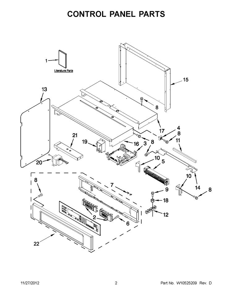 CONTROL PANEL PARTS Diagram and Parts List for KEMS309BSP00  KitchenAid Microwave Oven Combo