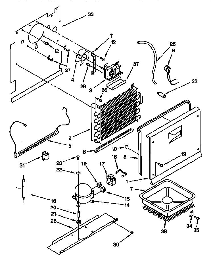 Unit Diagram and Parts List for EV150NXEW0  Whirlpool Freezer