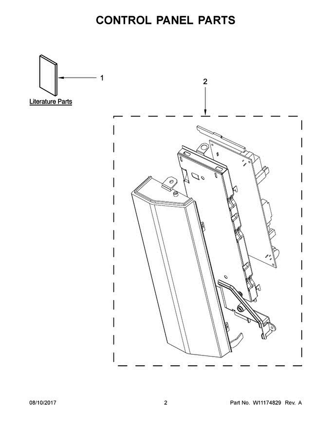 02 - Control Panel Parts Diagram and Parts List for WMH76719CH4  Whirlpool Microwave Oven Combo