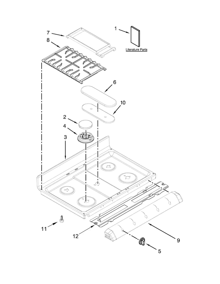 Cooktop Parts Diagram and Parts List for KDRS505XSS04  KitchenAid Range