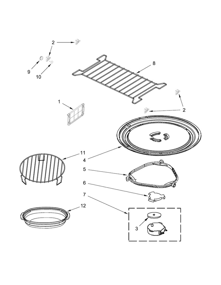 Turntable Parts Diagram and Parts List for KHMC1857BSS1  KitchenAid Microwave