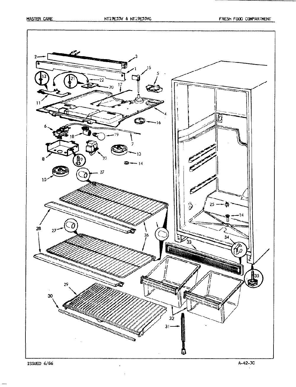 03 - Fresh Food Compartment Diagram and Parts List for NT19E53VGLA  Whirlpool Refrigerator