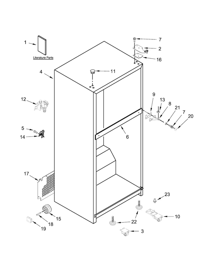 Cabinet Parts Diagram and Parts List for WRT519SZDM00  Whirlpool Refrigerator