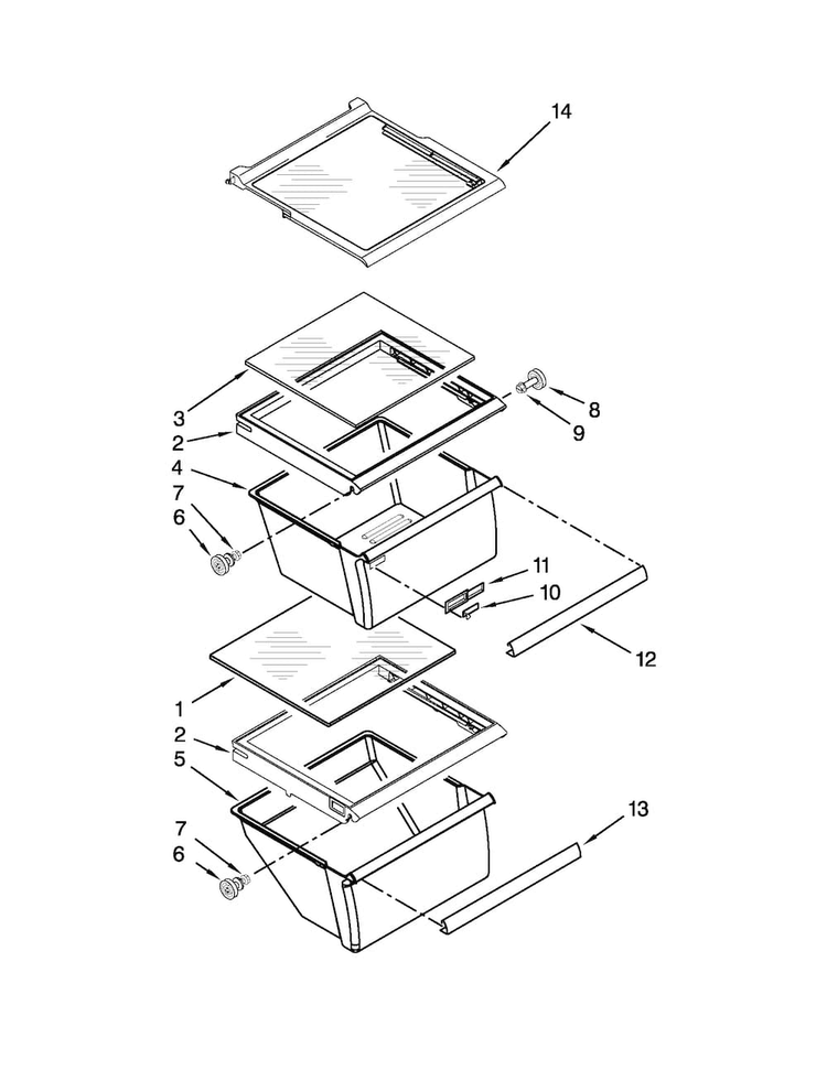 Refrigerator Shelf Parts Diagram and Parts List for 10650023210  Kenmore Refrigerator