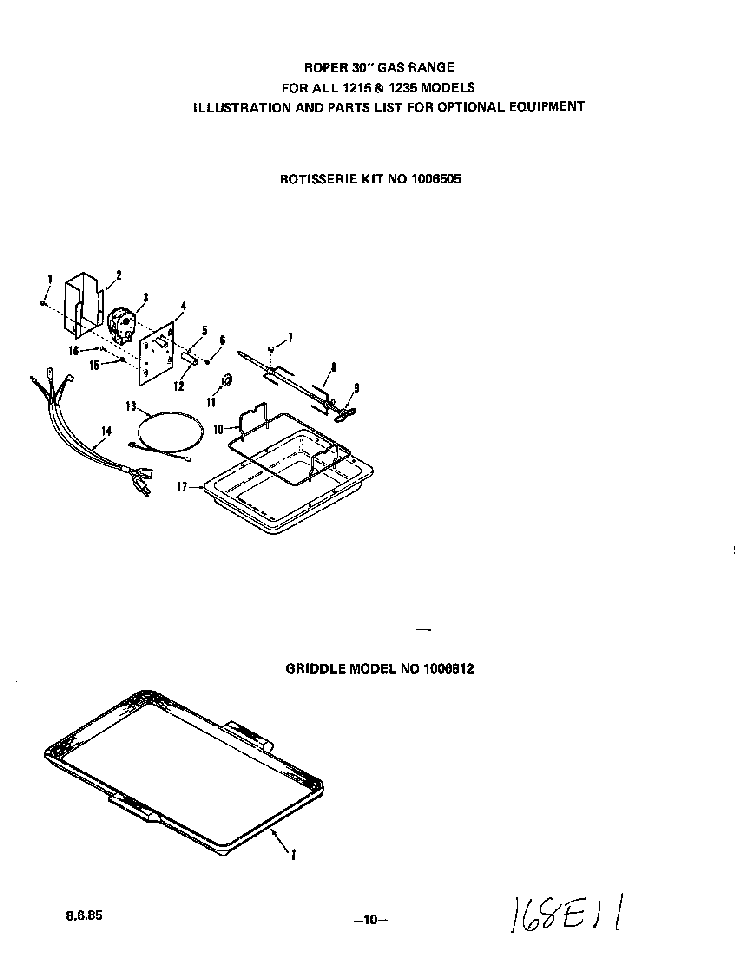 Section 2 Diagram and Parts List for 1235*0A  Roper Range