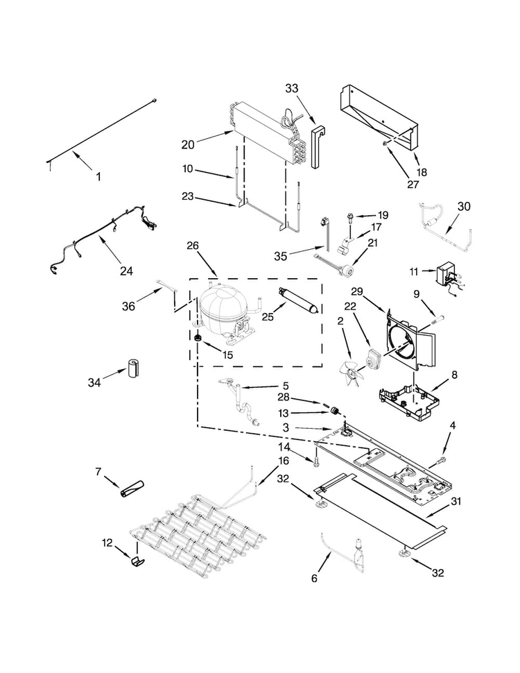 Unit Parts Diagram and Parts List for KFIV29PCMS01  KitchenAid Refrigerator