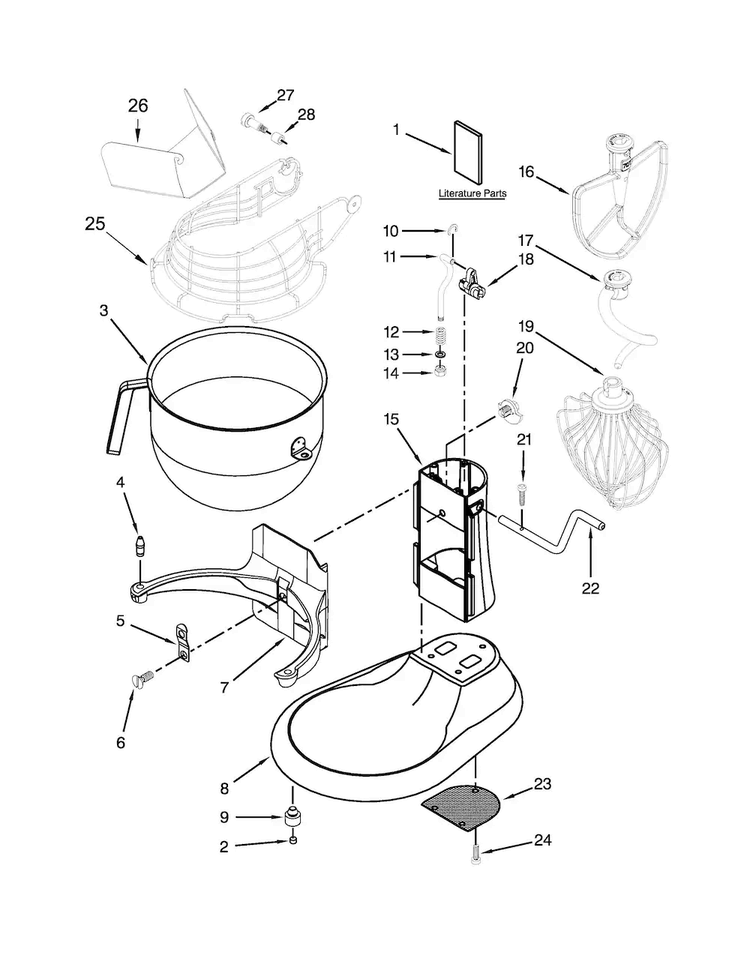 Base And Pedestal Unit Parts Diagram and Parts List for KSM8990SL0  KitchenAid Mixer