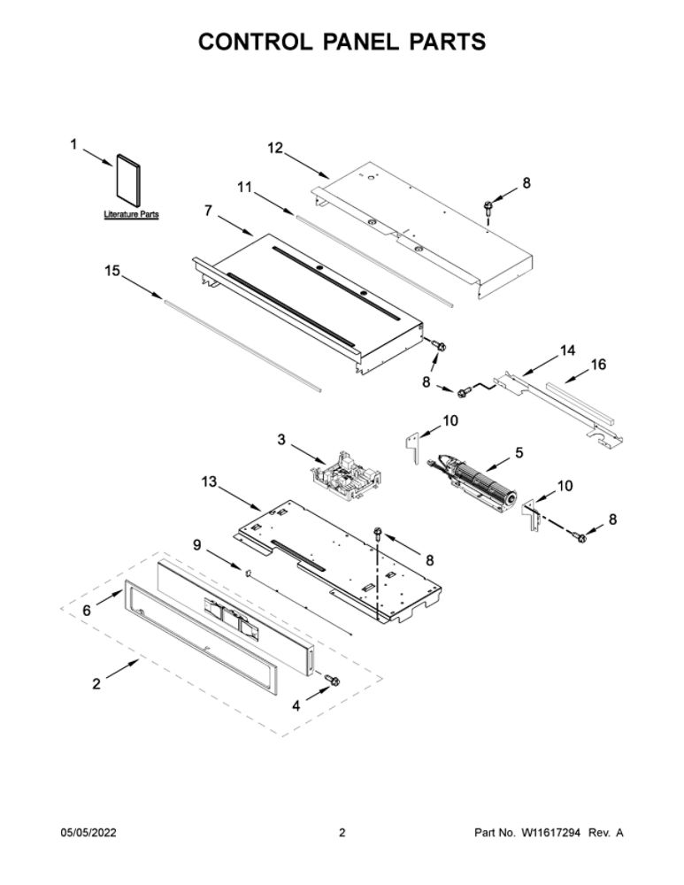 Control Panel Parts Diagram and Parts List for WOS72EC0HS20  Whirlpool Wall Oven