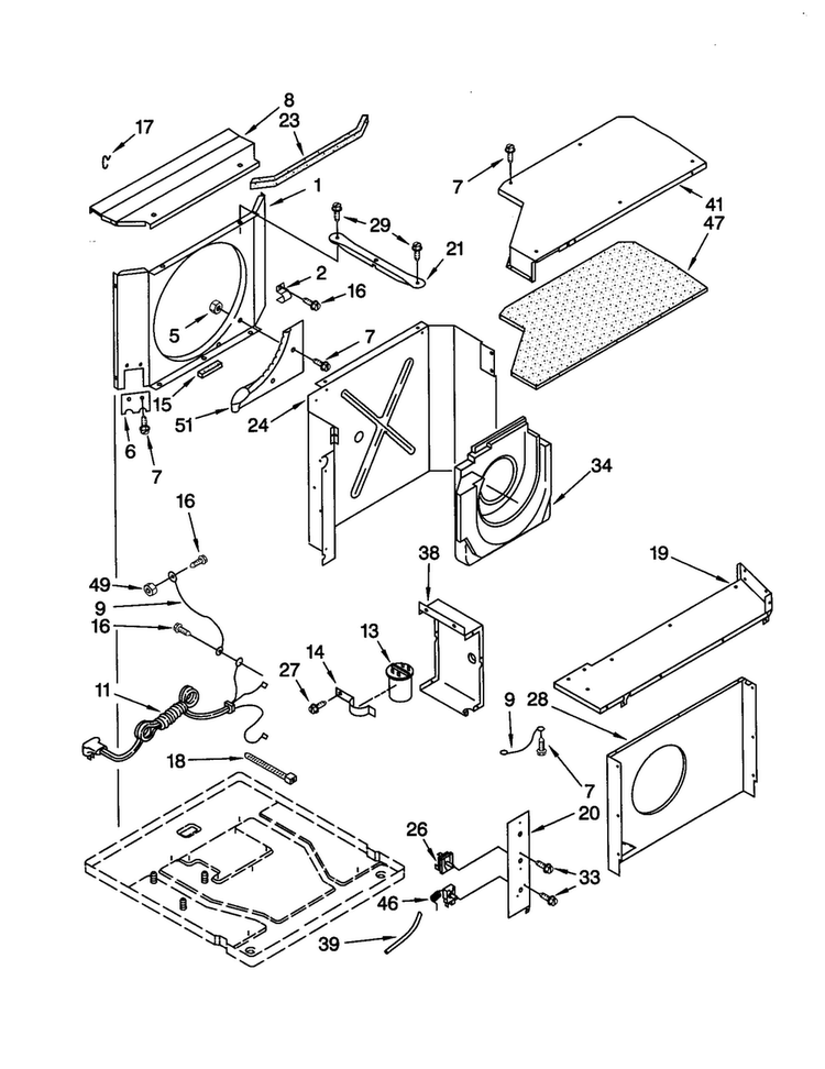 Airflow And Control Diagram and Parts List for ACM25XJ0  Whirlpool Air Conditioner