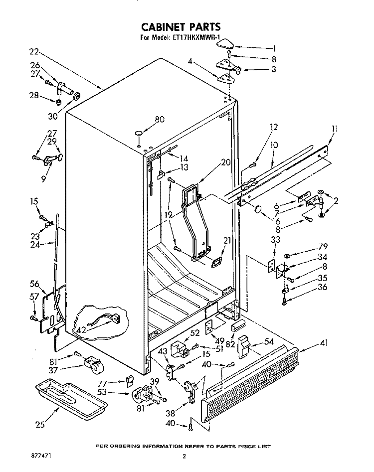 CABINET Diagram and Parts List for ET17HKXMWR1  Whirlpool Refrigerator