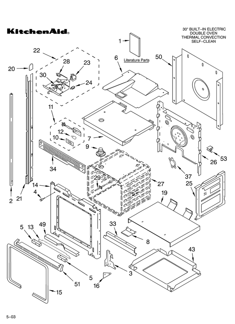 Oven Parts Diagram and Parts List for KEBC208KSS01  KitchenAid Wall Oven