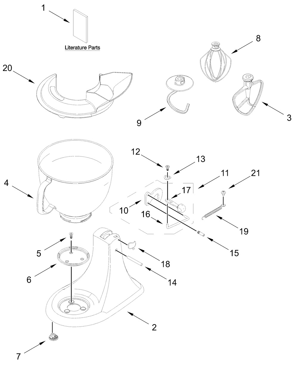 Base And Pedestal Unit Parts Diagram and Parts List for 5KSM150PSPPT5 5KSM150PSPAC5-5KSM150PSPBM5-5KSM150PSPDR5 Whirlpool Mixer