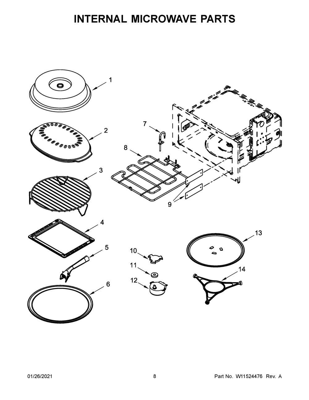 Internal Microwave Parts Diagram and Parts List for JMC6224HL0  Whirlpool Microwave