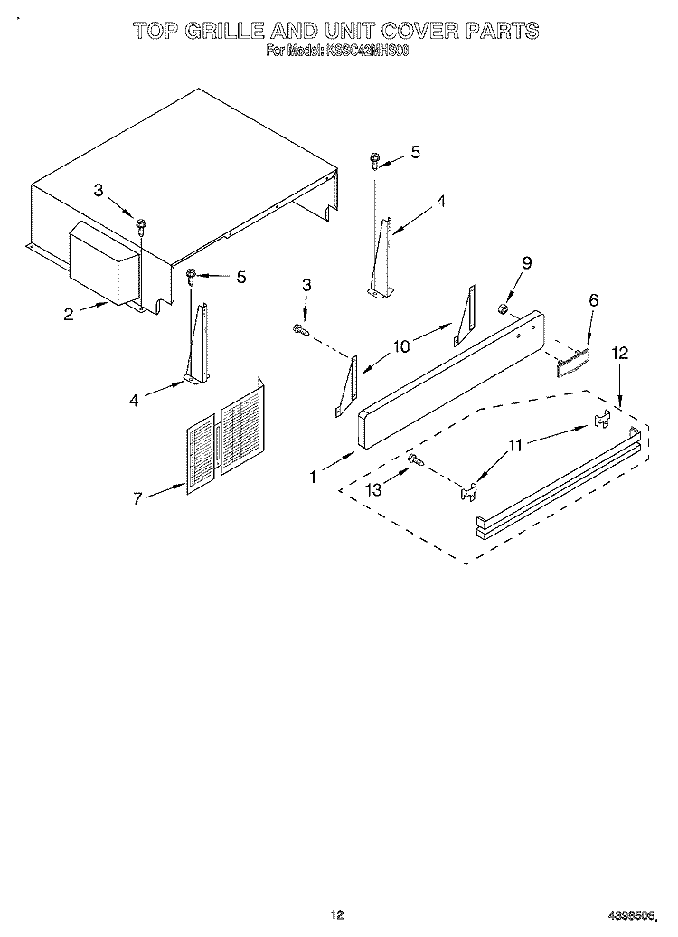 TOP GRILLE AND UNIT COVER Diagram and Parts List for KSSC42MHS00  KitchenAid Refrigerator