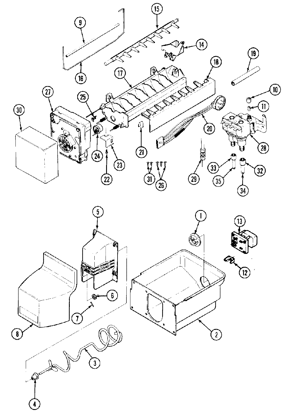 06 - Ice Maker And Bin Diagram and Parts List for RC244PDV  Whirlpool Refrigerator