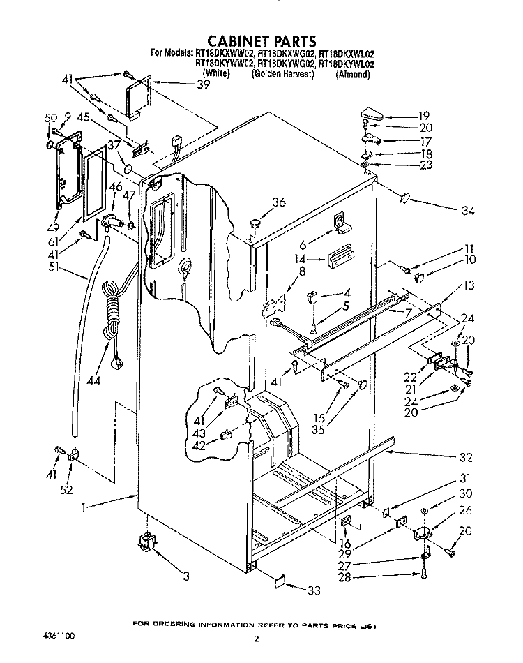 CABINET Diagram and Parts List for RT18DKXWW02  Roper Refrigerator